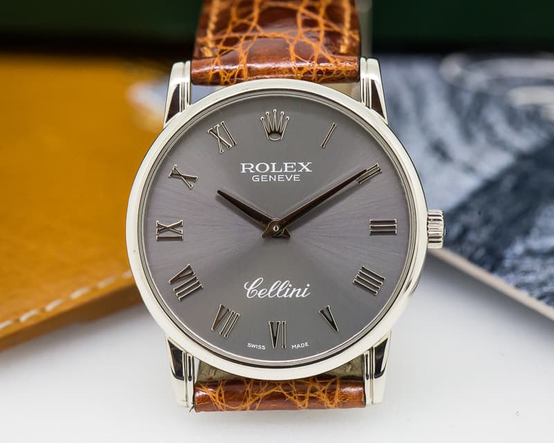 Rolex Cellini 18K White Gold Grey Dial