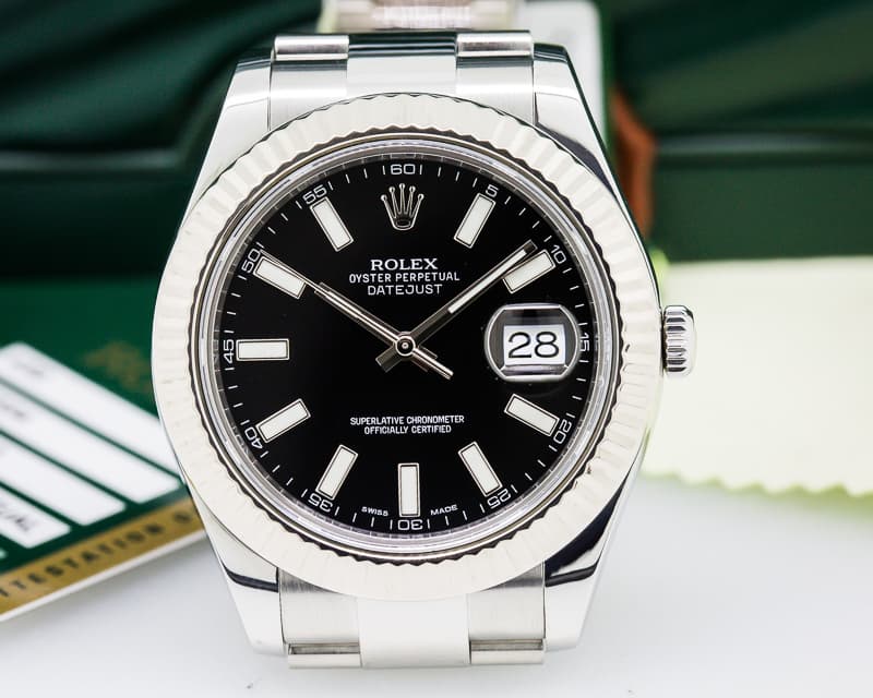 Rolex Datejust II White Stick Black Dial SS