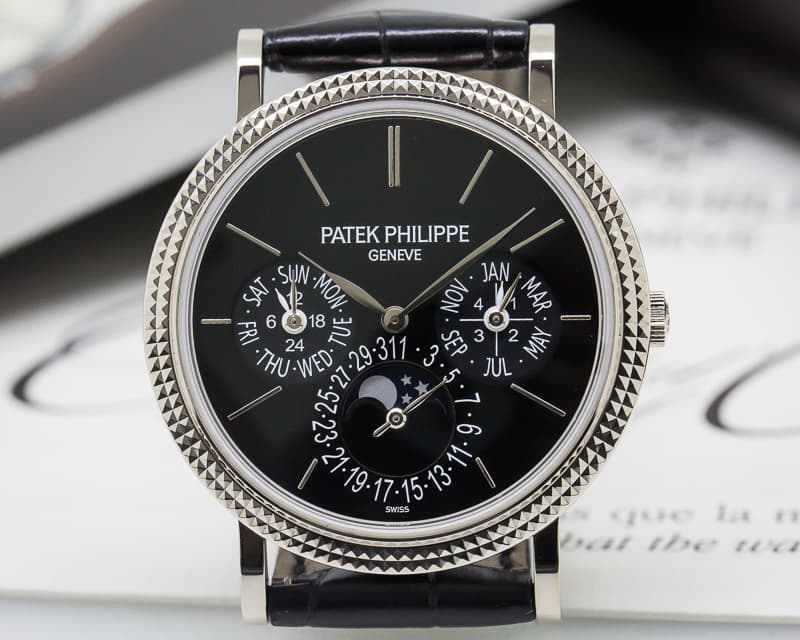 Patek Philippe Perpetual Calendar Black Dial 18K White Gold