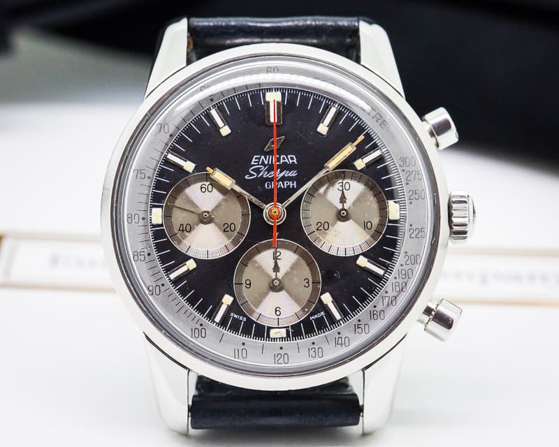 Enicar Vintage Sherpa Graph Mark II Black Dial SS