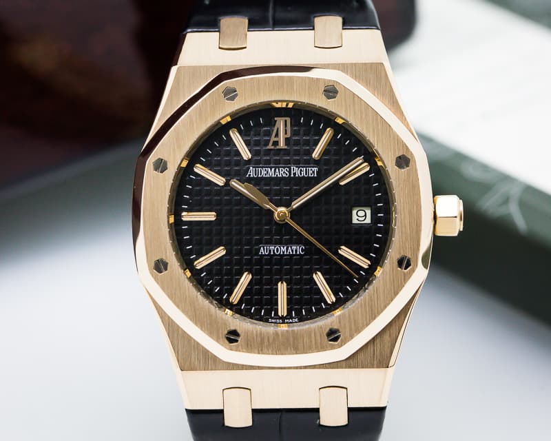 Audemars Piguet Royal Oak Jumbo Black Dial 18K Rose Gold