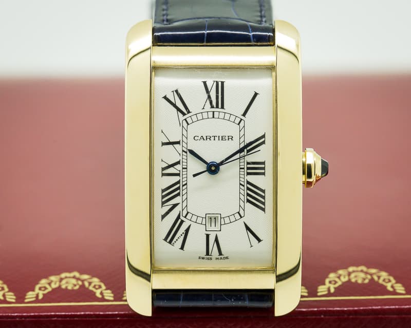 Cartier Tank Americaine Large Mens 18K Yellow Gold