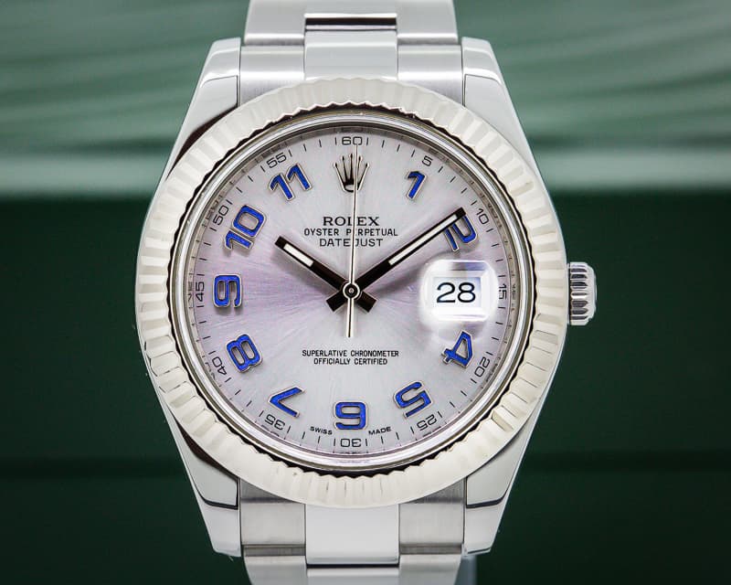 Rolex Datejust II Silver Dial Blue Arabic SS
