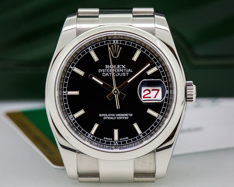Rolex Datejust Black Stick Dial SS / SS