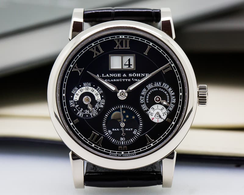 A. Lange and Sohne Langematik Perpetual Calendar Black Dial 18K White Gold