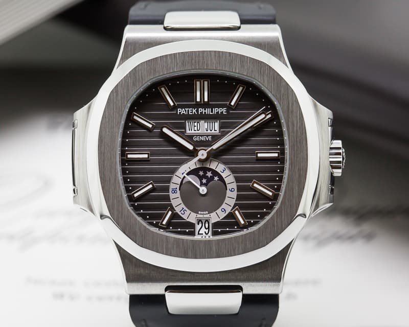 Patek Philippe Nautilus Annual Calendar Moon SS Grey Dial