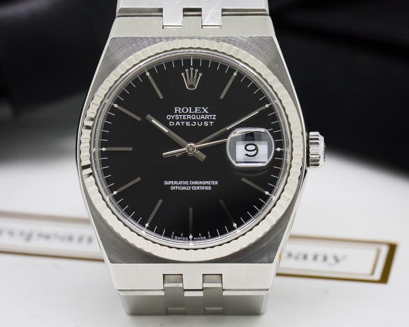 Rolex OysterQuartz Datejust SS Black Dial