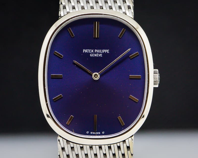 Patek Philippe Ellipse Mid Size 18K White Gold / Mesh Bracelet