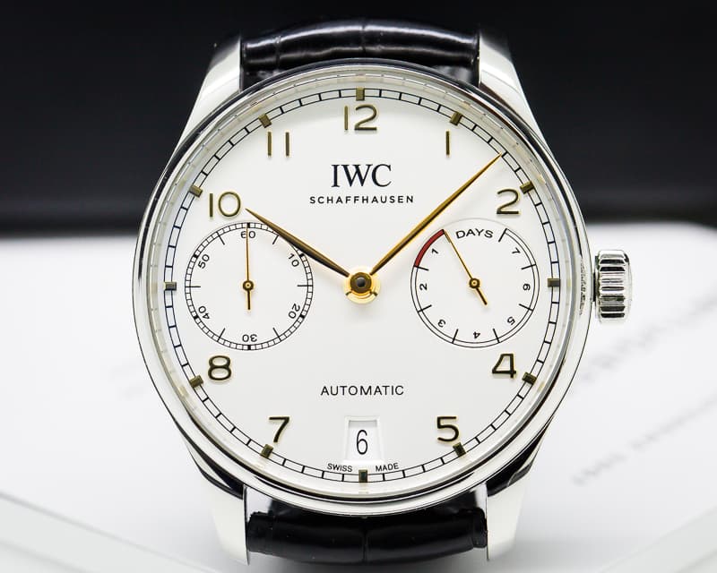IWC Portuguese 7 Day Automatic SS Silver Dial Rose Numerals