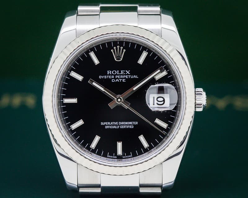 Rolex Date Black Dial SS/SS