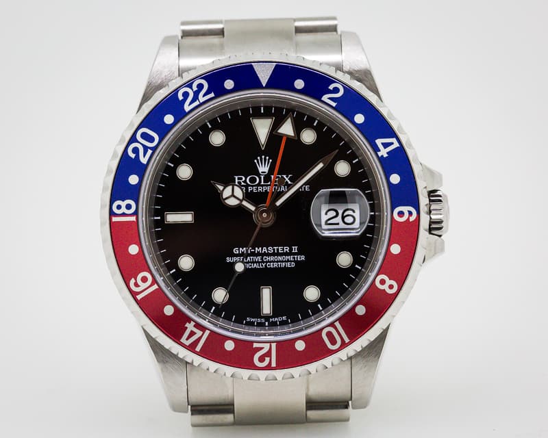 Rolex GMT Master II SS Red / Blue Pepsi Bezel FULL SET