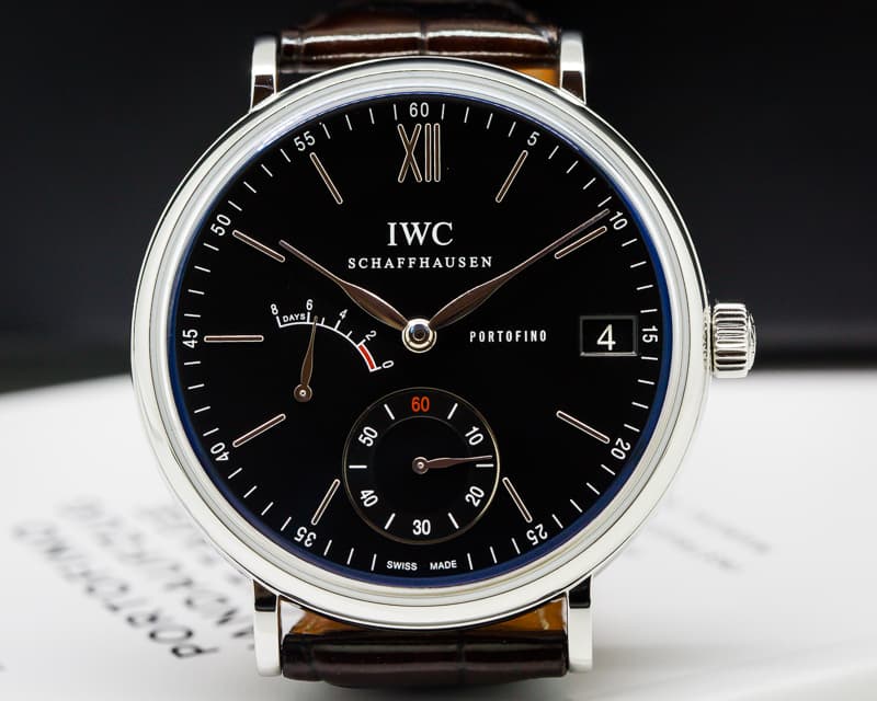 IWC Portofino Hand Wound Eight Days SS Black Dial