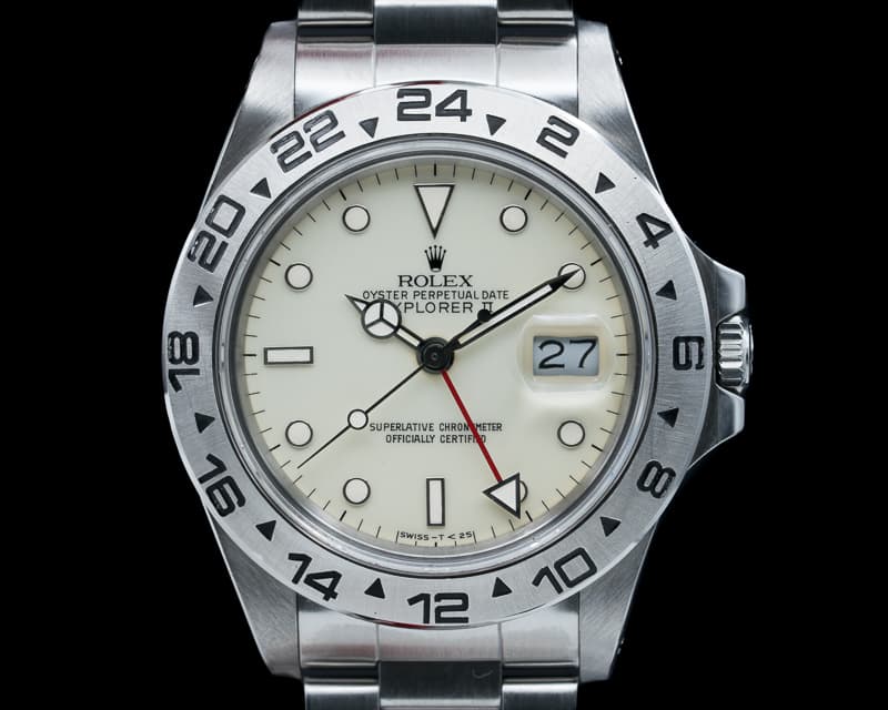 Rolex Explorer II with RARE Transitional Cream Rail Dial SS NICE