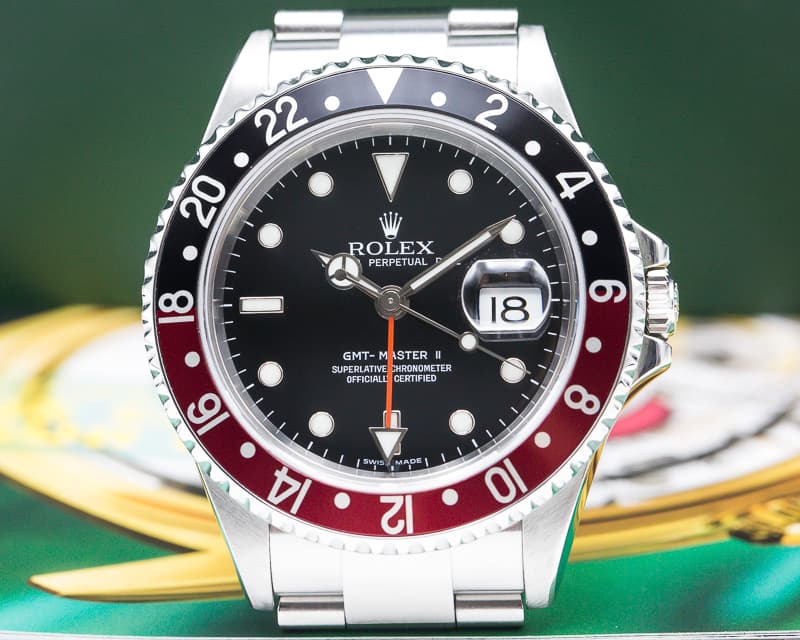 Rolex GMT Master II SS Red / Black Coke ERROR DIAL