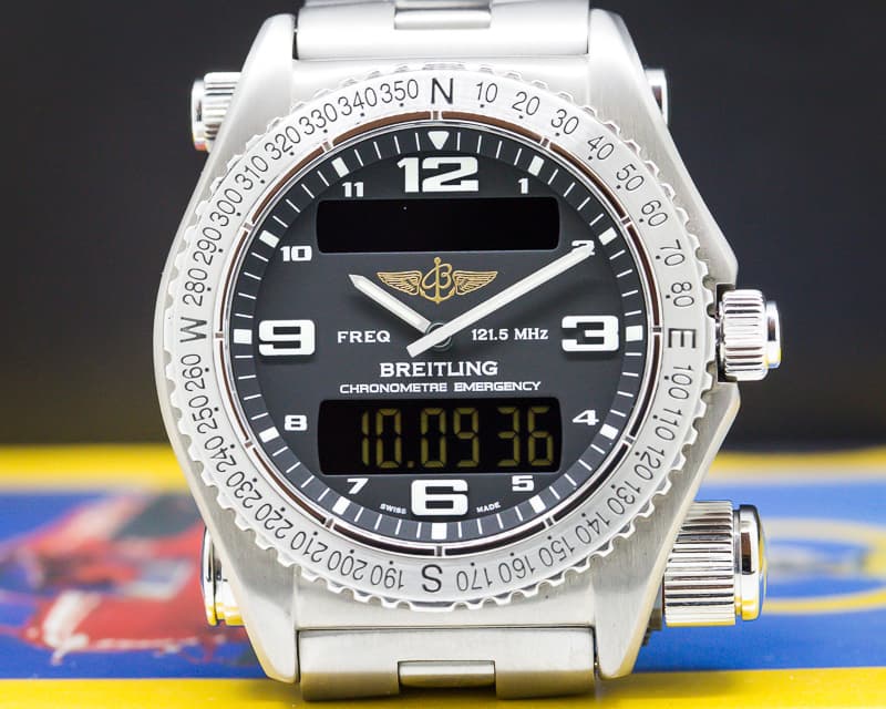 Breitling Emergency Black Dial SUPERQUARTZ Titanium FULL SET