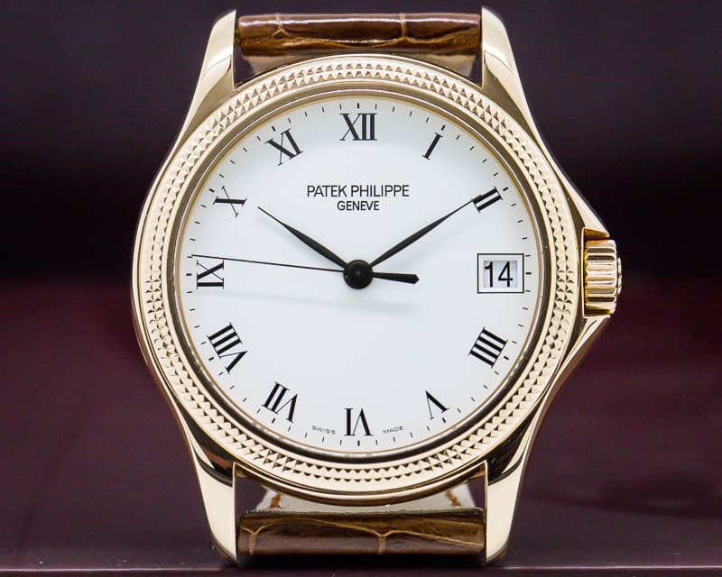 Patek Philippe Calatrava 18K Rose Gold White Roman Hobnail
