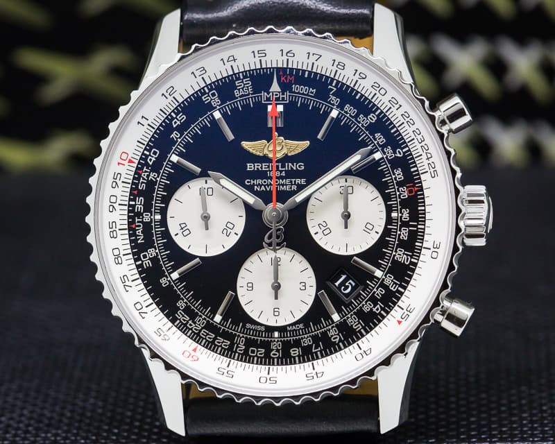 Breitling Navitimer 01 Chronograph Black Dial Black Leather
