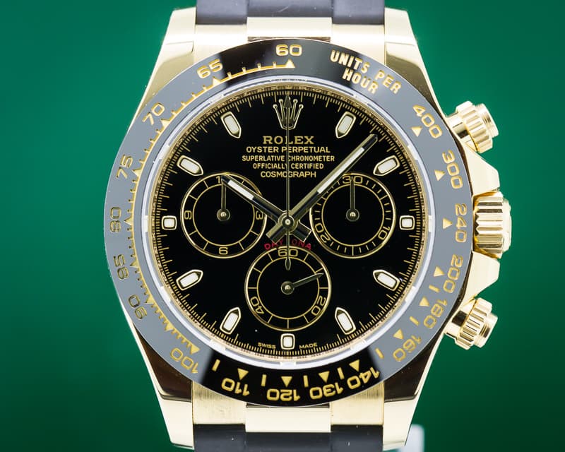 Rolex Daytona Black Dial 18K Yellow Gold / Rubber