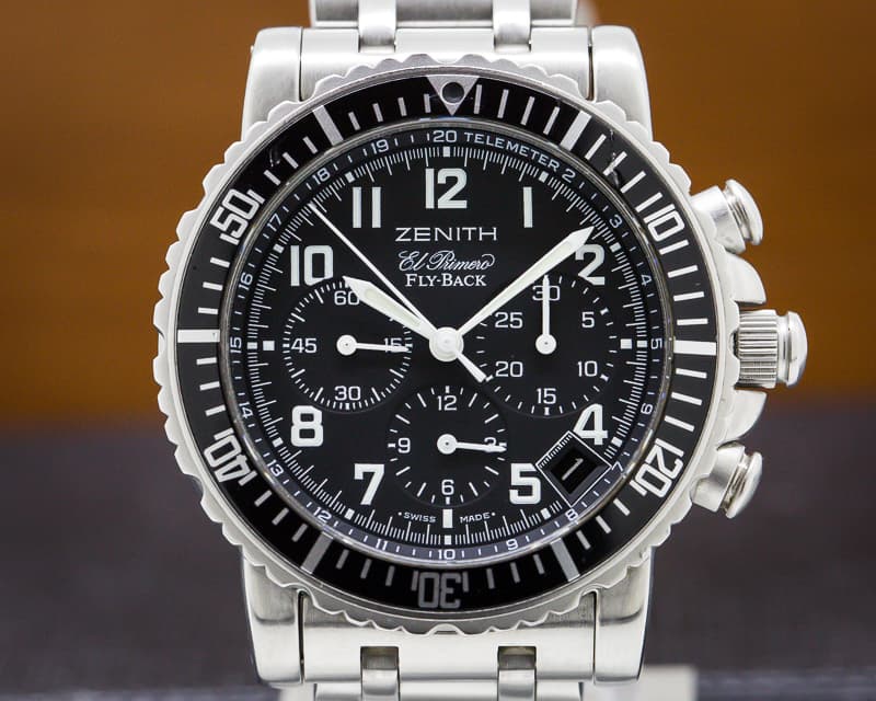 Zenith Rainbow Flyback SS BLack Dial