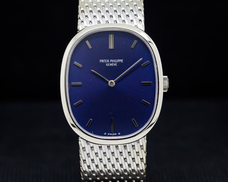 Patek Philippe Ellipse Mid Size 18K White Gold / Mesh Bracelet