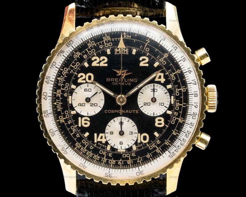 Breitling Vintage Navitimer Cosmonaute Gold Plated Circa 1972 ORIGINAL BOX + PAPER