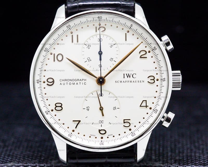 IWC Portuguese Chronograph Silver Dial Gold Numerals SS