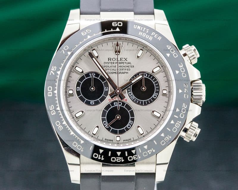 Rolex Daytona 18K White Gold Ceramic Oysterflex Silver Dial