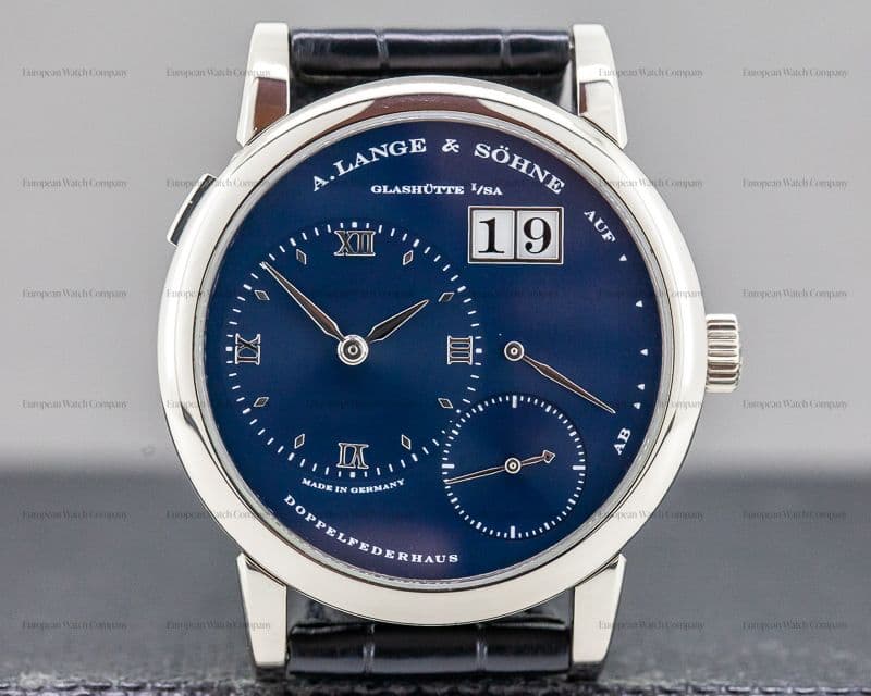 A. Lange and Sohne Lange 1 Blue Dial 18k White Gold