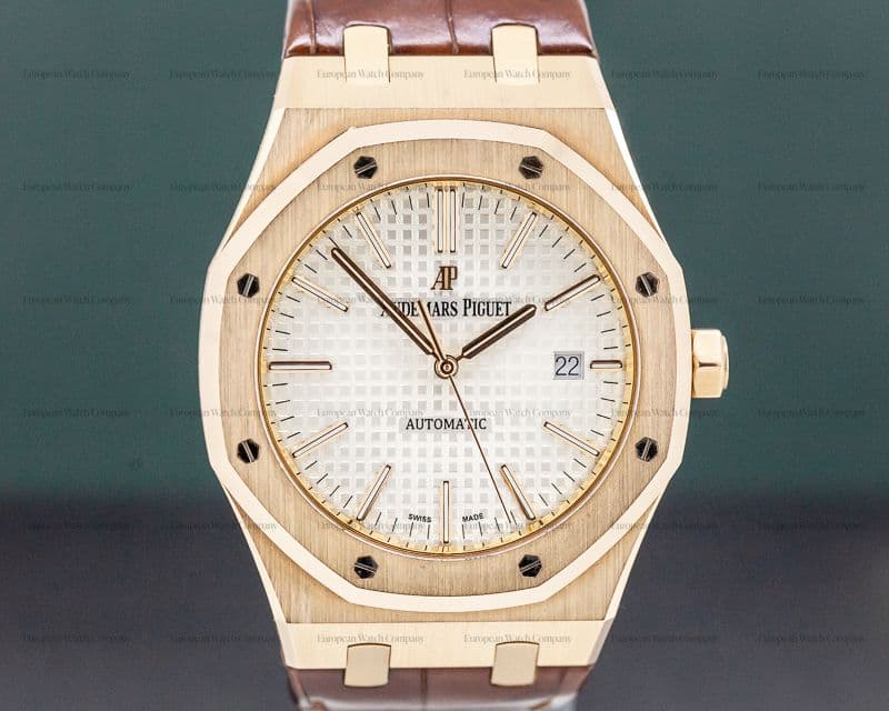 Audemars Piguet Royal Oak Automatic 18K Rose Gold / Brown Alligator