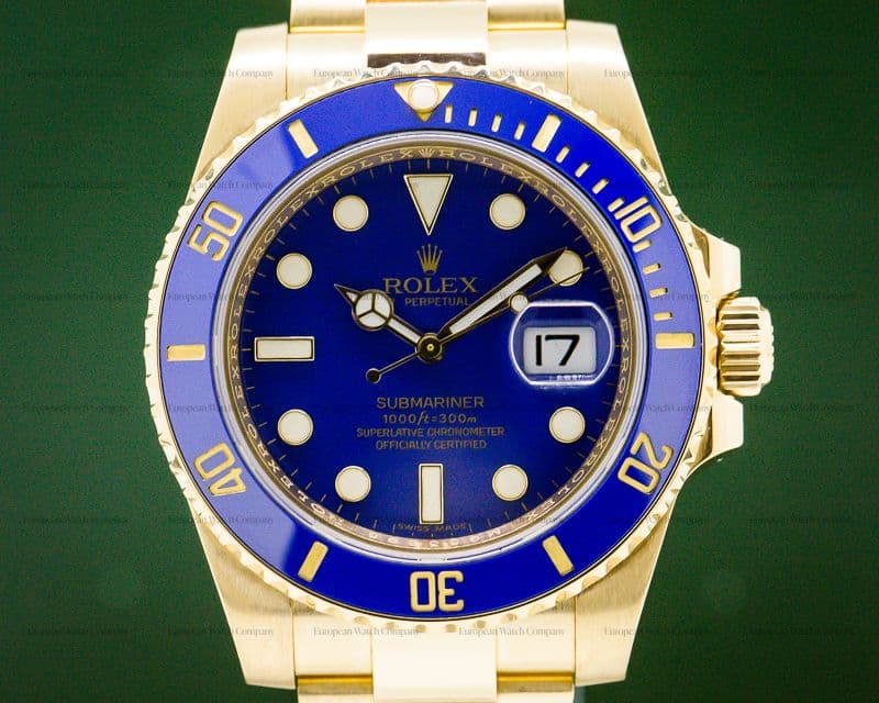 Rolex Submariner 18K Yellow Gold Blue Dial