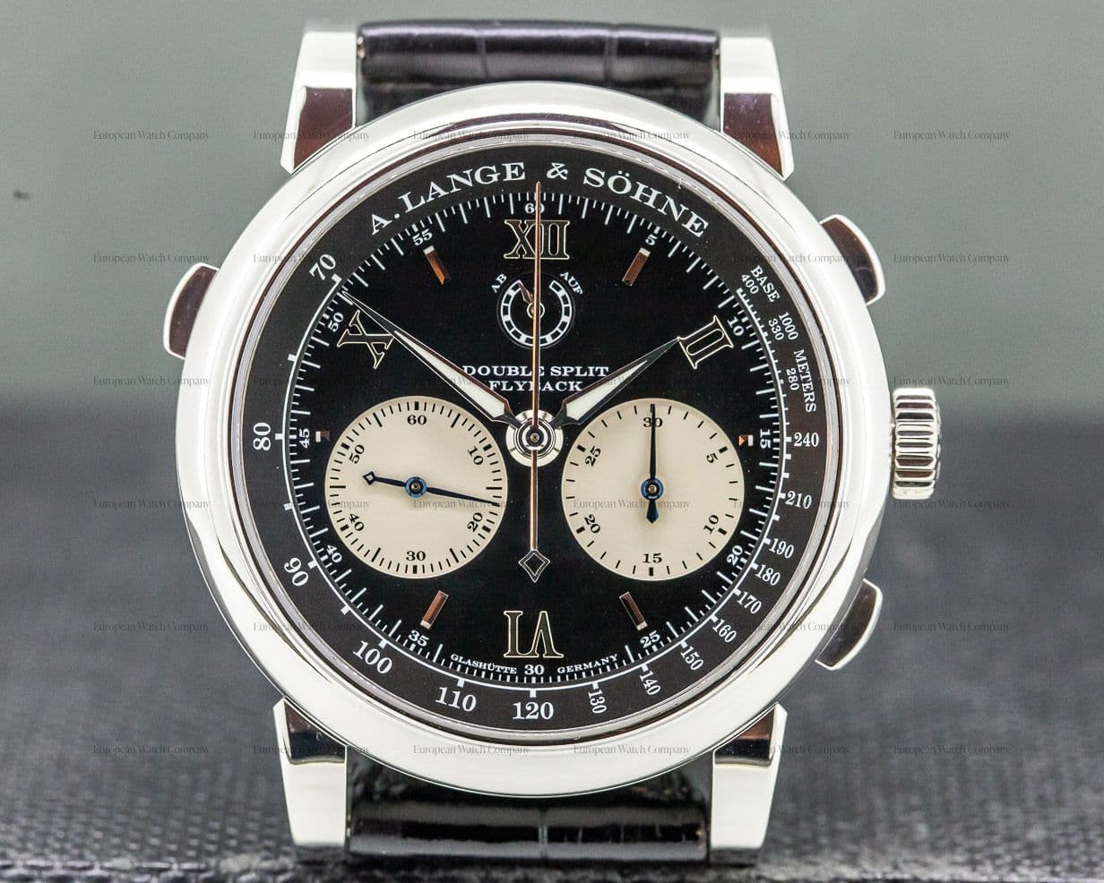 A. Lange and Sohne Datograph Double Split Black Dial Platinum / Deployant