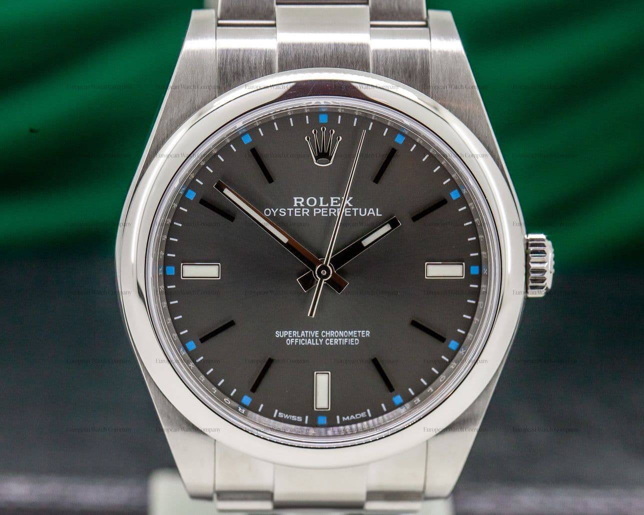 Rolex Oyster Perpetual SS Dark Rhodium Dial