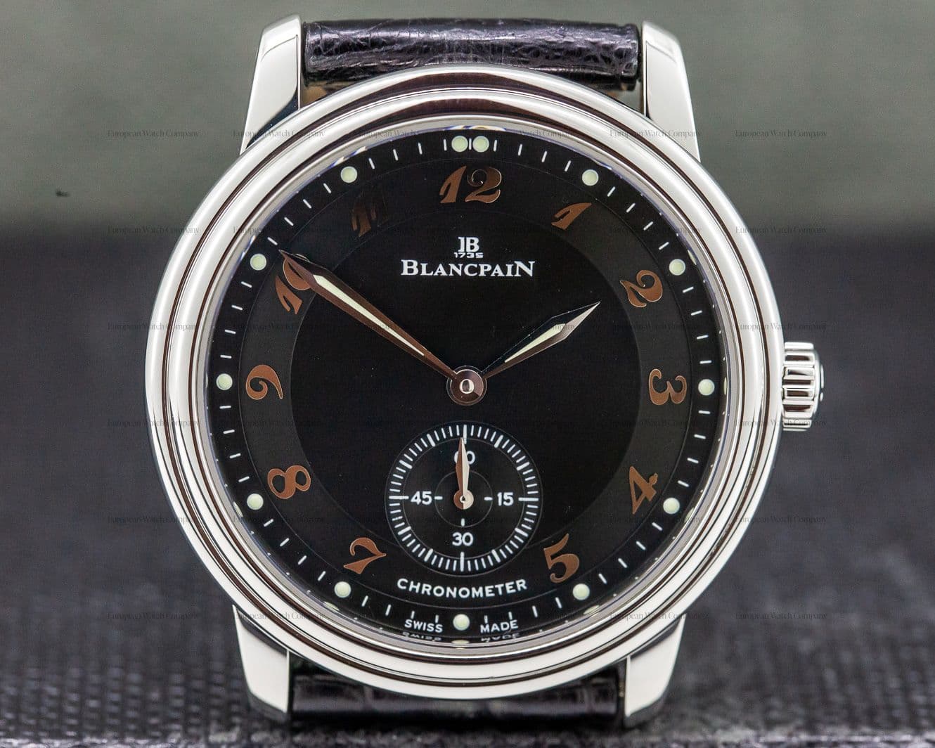 Blancpain Ultra Thin Black Manual Wind Chronometer SS