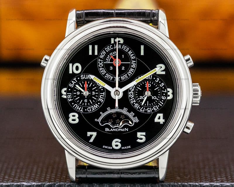 Blancpain Quantieme Perpetual Calendar Split Platinum Black Dial 34.5MM RARE