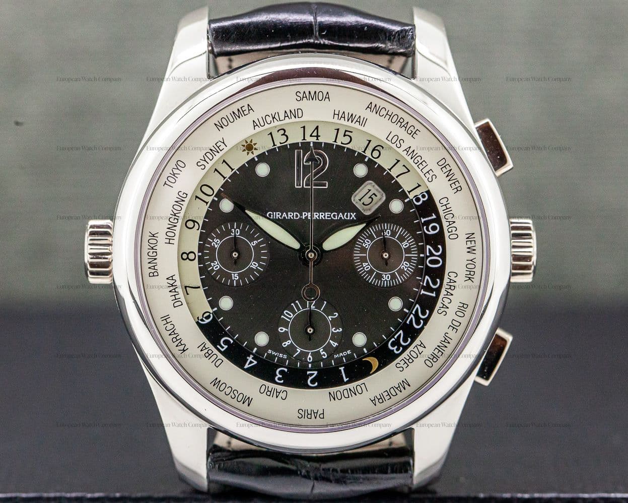 Girard Perregaux World Time WW.TC Chronograph Platinum / Grey Dial