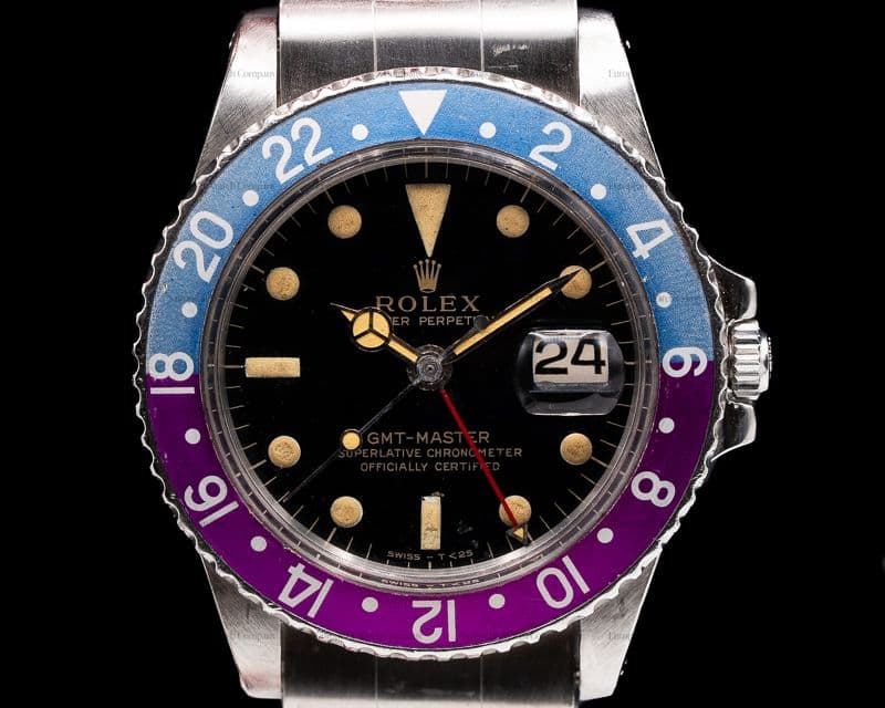 Rolex Vintage GMT Master Gilt Gloss Fuchsia Bezel FULL SET
