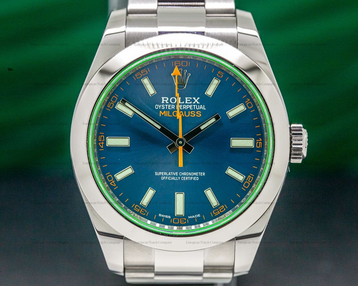 Rolex Milgauss Blue Dial Green Crystal