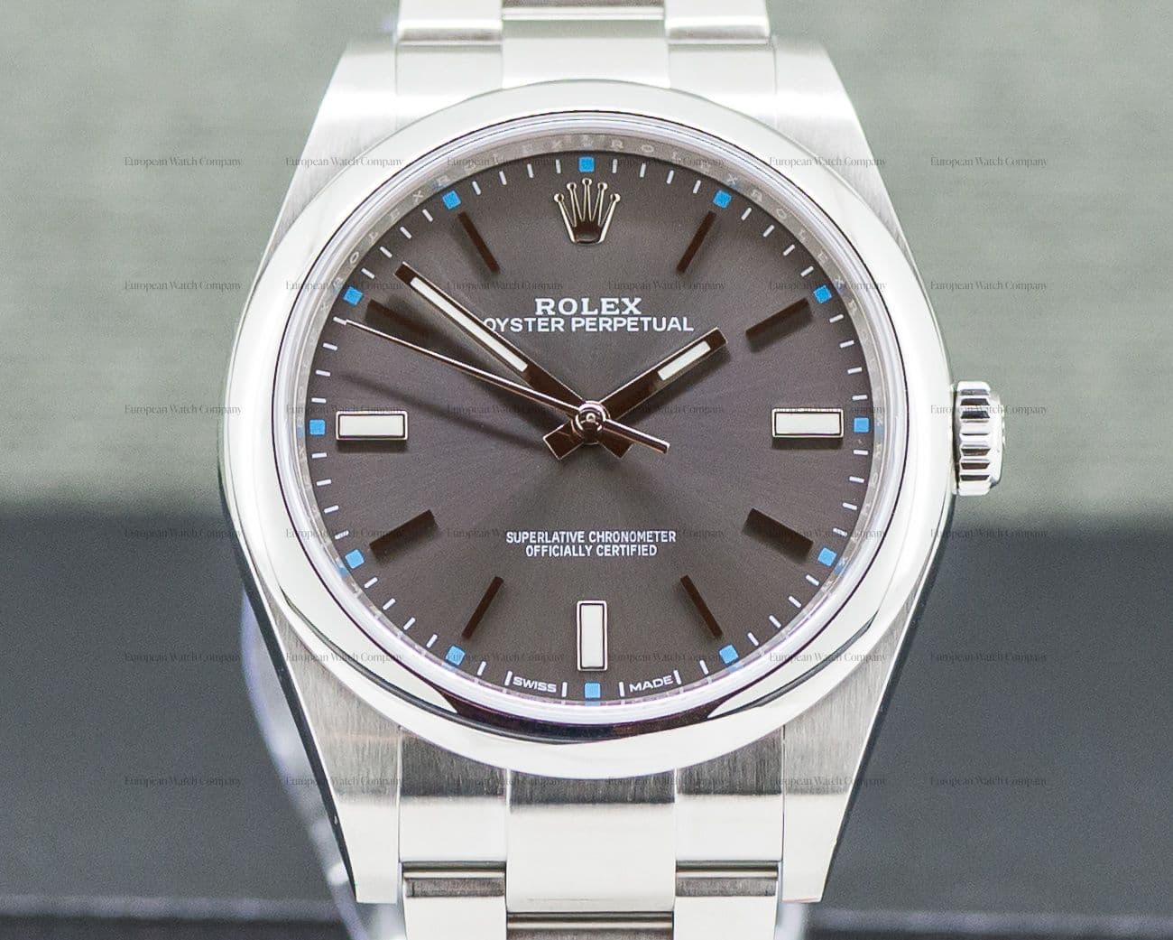 Rolex Oyster Perpetual SS Dark Rhodium Dial