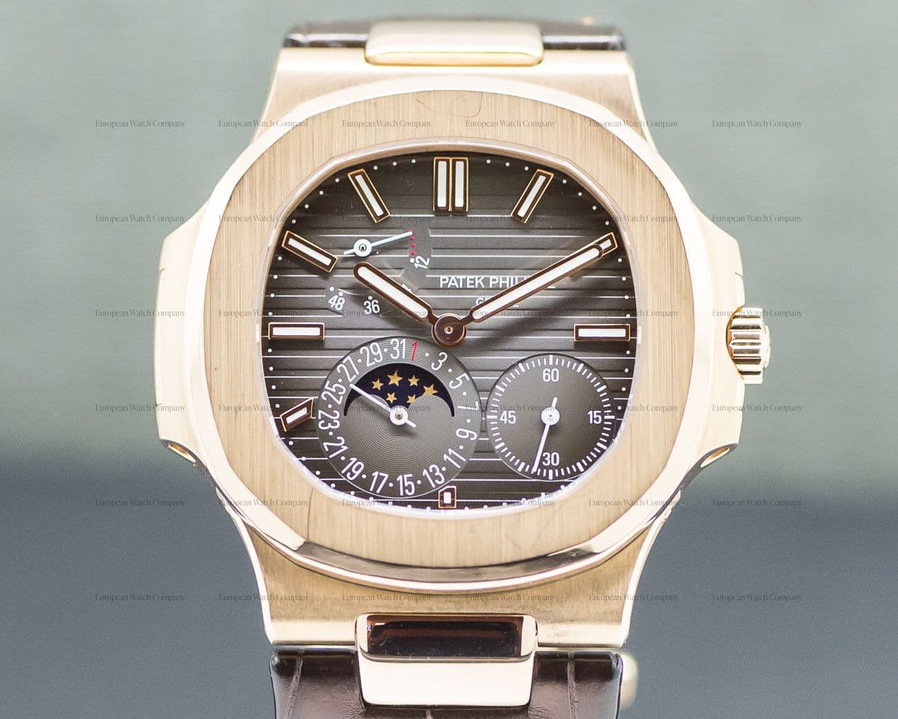 Patek Philippe Jumbo Nautilus Power Reserve Moon 18K Rose Gold