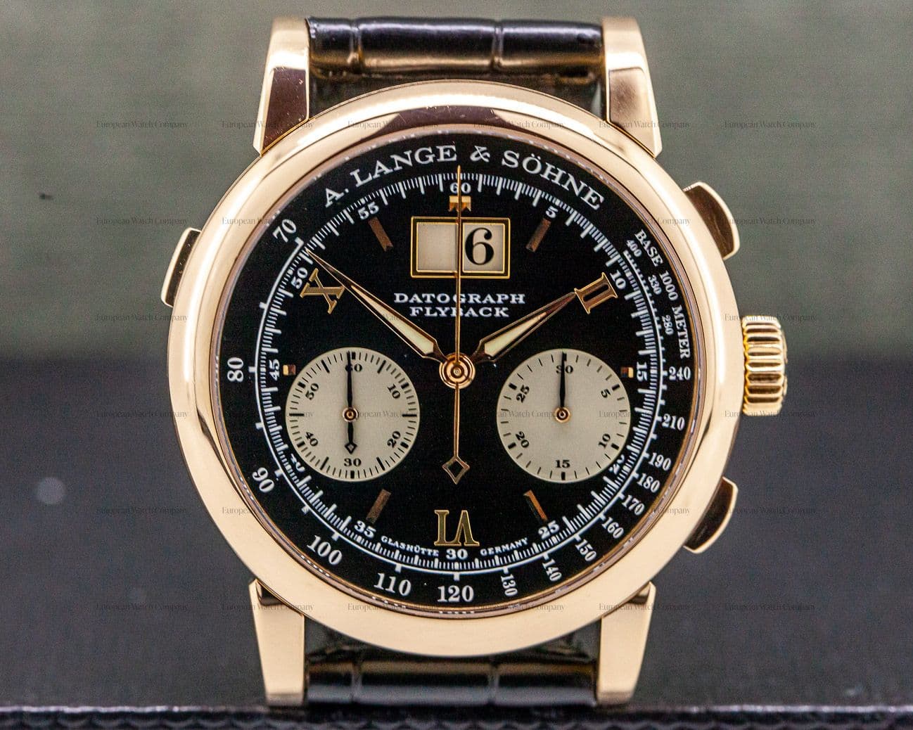A. Lange and Sohne Datograph 18K Rose Gold Black Dial COMPLETE "DUFOUR"