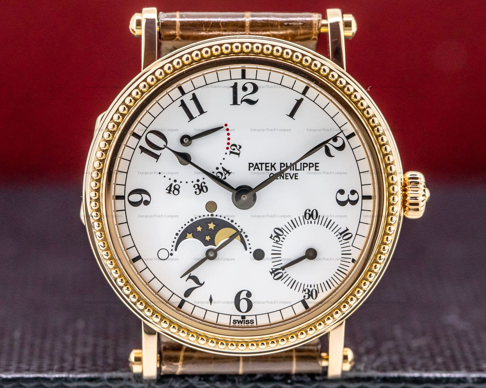 Patek Philippe Moonphase Power Reserve 18K Rose Gold Hobnail Bezel