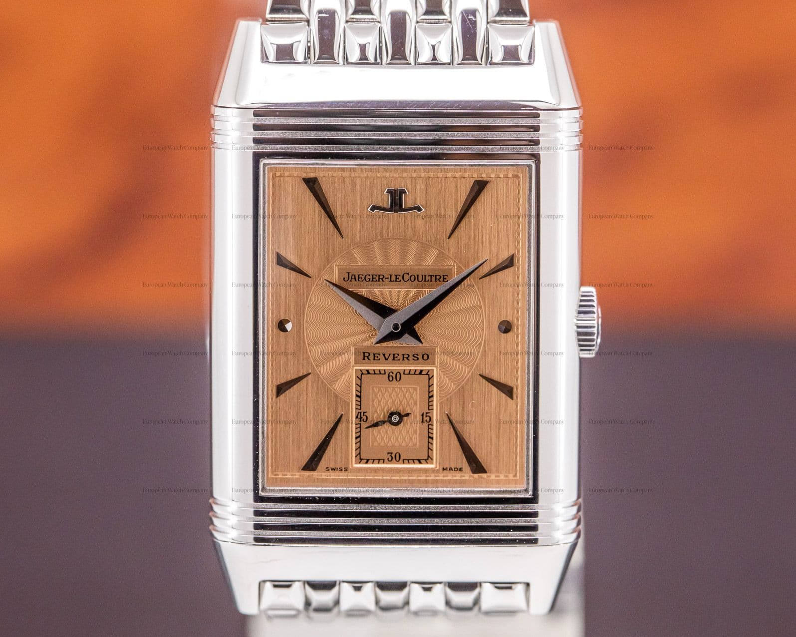 Jaeger LeCoultre Art Deco Reverso 18K White Gold / Bracelet
Salmon Dial RARE