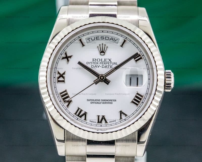 Rolex Day Date President White Roman 18K White Gold