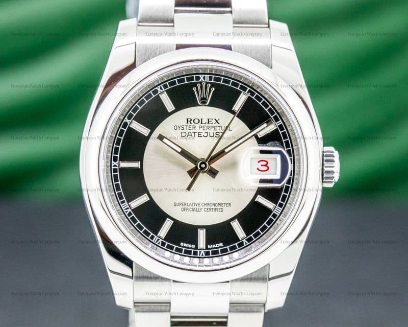 Rolex Datejust Tuxedo Stick Dial Oyster SS