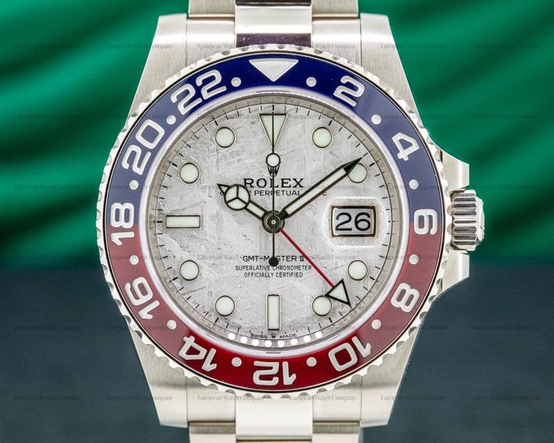 Rolex GMT Master II Ceramic "Pepsi" White Gold METEORITE DIAL UNWORN
