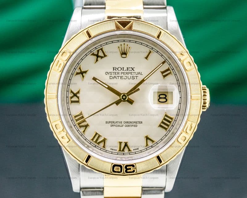 Rolex Datejust Turn-o-Graph Ivory Pyramid Dial Roman Numerals 18K / SS