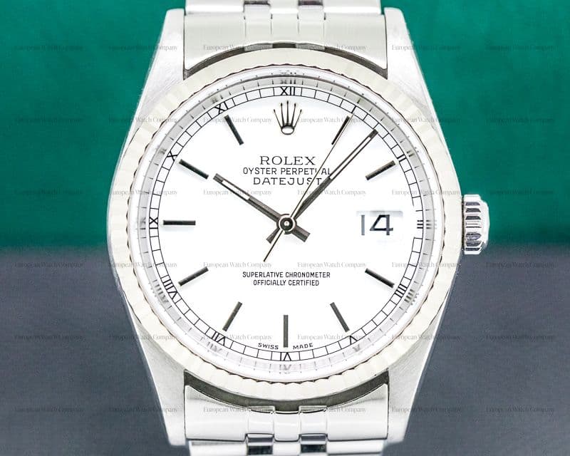 Rolex Datejust White Stick Dial SS Jubilee FULL SET