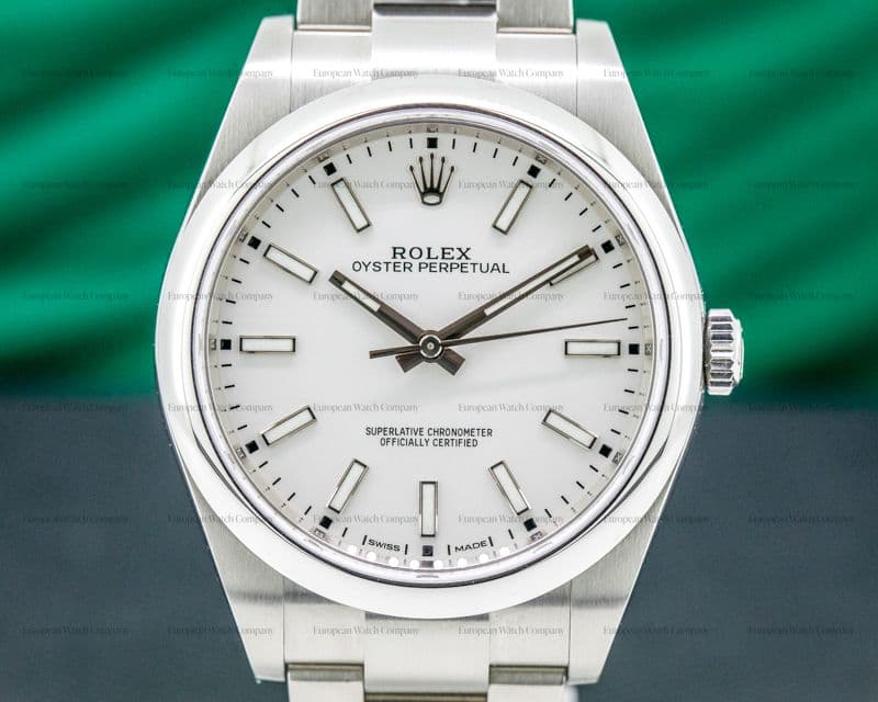 Rolex Oyster Perpetual SS White Stick Dial