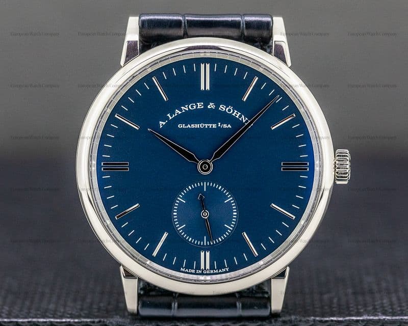 A. Lange and Sohne Saxonia 219.028 Manual Wind 18K White Gold Blue Dial 35MM