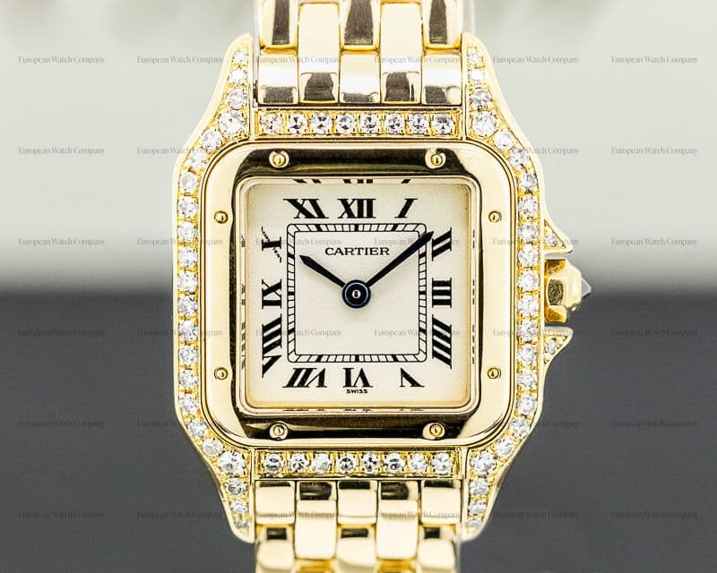 Cartier Ladies Mini Panthere 18K Yellow Gold Diamond Case Quartz